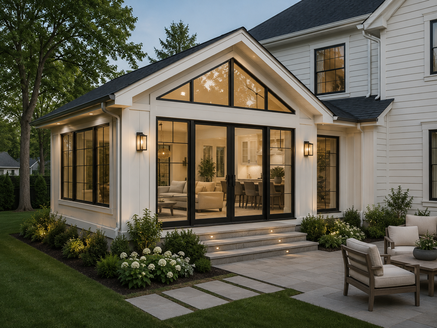 Completed rear home addition in Ridgewood, New Jersey
