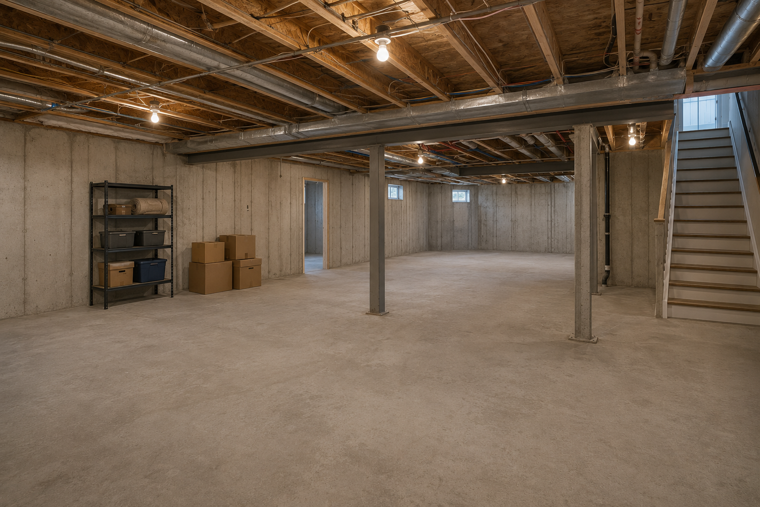 Unfinished Livingston, NJ basement before remodeling