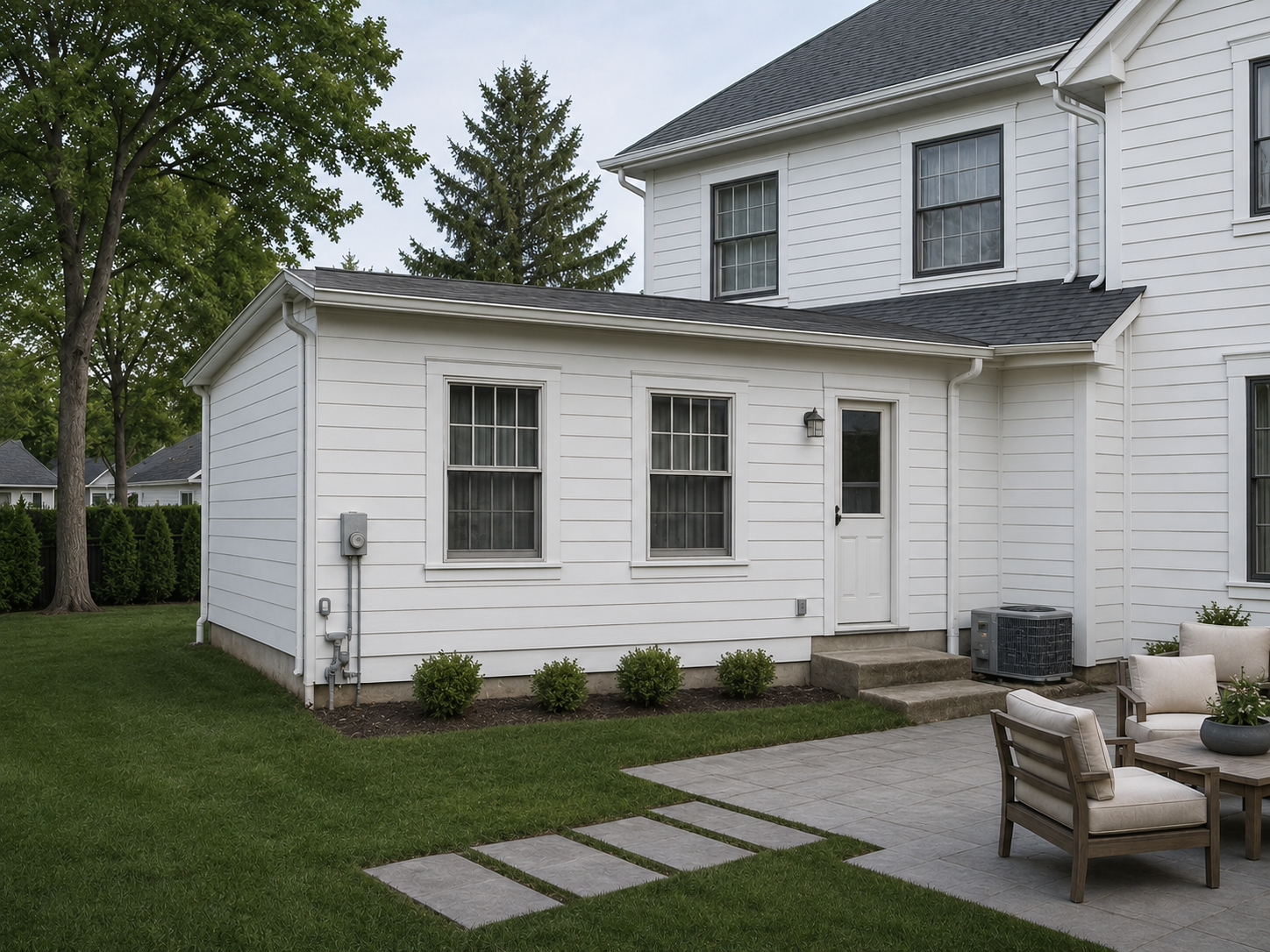 Rear elevation of Ridgewood, NJ home before addition